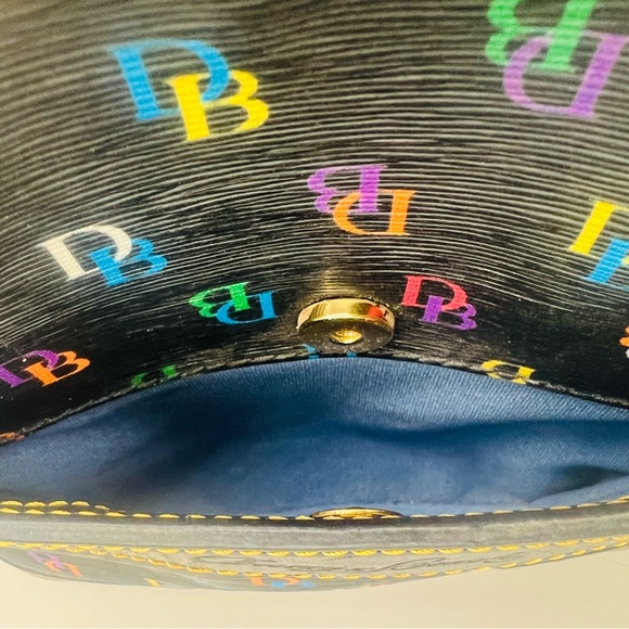DOONEY & BOURKE Black Multicolored Rainbow DB Signature Letter Carrier Crossbody - Picture 13 of 16